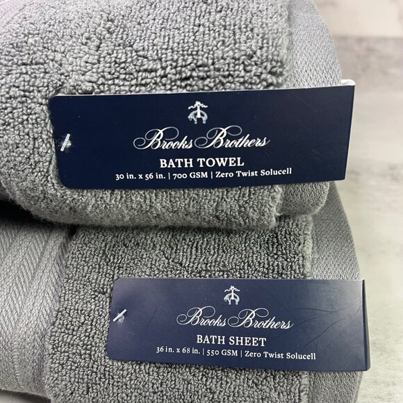 2 Brooks Brothers Premium Bath & Oversized Bath Sheet Towel Set - Picture 2 of 4